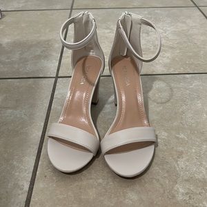 Never Worn, new in box!! Sandal Heels in Ivory